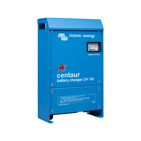 Left side perspective of the Centaur 24V 16A multi-bank battery charger