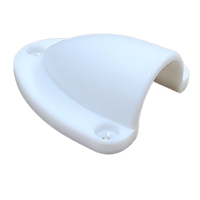 Side view of white cable cover displaying the arched profile and rear opening