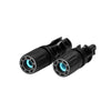Rear view of solar connectors showing blue internal sealing rings