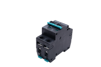 Rear angled view of DC miniature circuit breaker highlighting the DIN rail mounting slot and housing depth