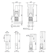 Technical dimension drawing of bulkhead solar connectors with measurements in mm