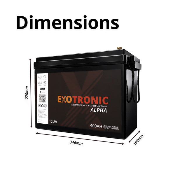 Exotronic 12V 400Ah Alpha IP67 Smart Bluetooth Lithium Battery