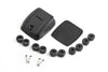 Component breakdown including multiple rubber bungs, mounting plate, gasket, and screws