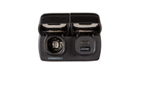 Direct front view showing the 12V accessory socket and dual USB charging ports