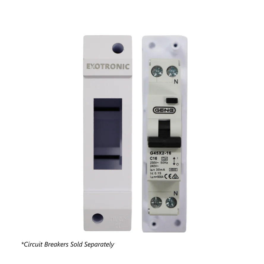 Comparison of empty enclosure casing versus internal base with circuit breaker installed