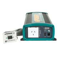Enerdrive 1000W inverter front view with AC outlet, USB port and wired remote switch