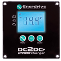 Front view of DC-DC charger remote control panel with LCD screen and navigation buttons
