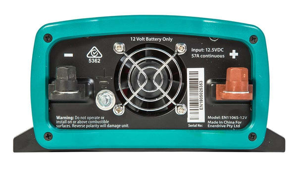 Rear view of inverter showing DC input terminals and cooling fan
