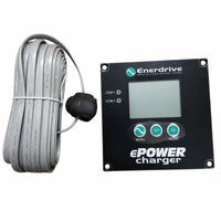 Front view of Enerdrive ePOWER charger remote panel showing interface and buttons