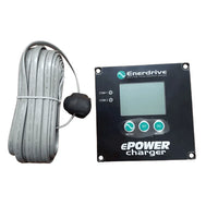 Enerdrive ePOWER charger remote control panel with LCD screen, control buttons and 7.5m connection cable