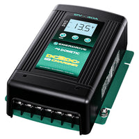 Angled view of black Enerdrive charger showing side ventilation