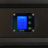 Close-up of ePRO+ battery monitor blue backlit LCD screen showing system metrics