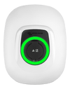White front cover for EV charging station with illuminated green RGB LED status ring