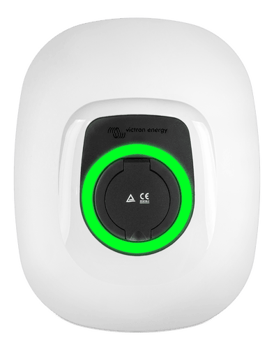 White front cover for EV charging station with illuminated green RGB LED status ring