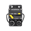 Top-down view of 150A waterproof circuit breaker showing reset lever and terminals