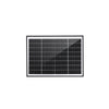 Front view of a 20W solar panel with black anodised aluminium frame and tempered glass