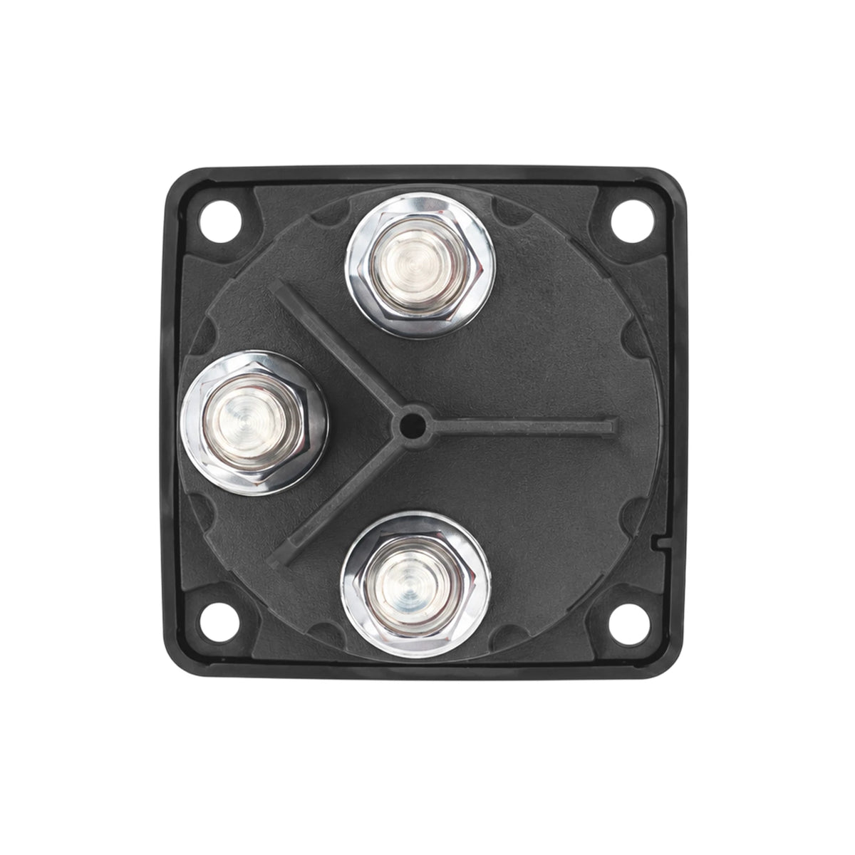 Rear view of battery switch showing three heavy-duty terminals for secure electrical connection