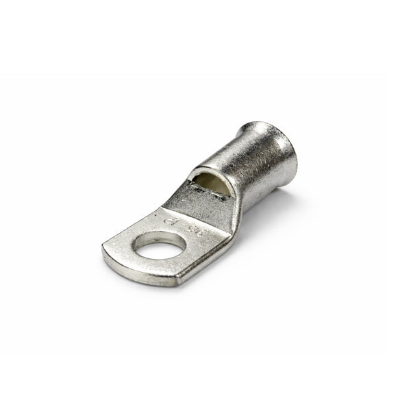 Tin-plated 95mm² copper lug with M12 hole and flared bellmouth entry