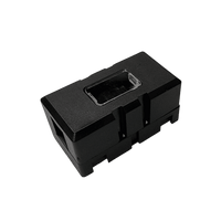 Black modular MIDI fuse holder with transparent cover window and interlocking side clips