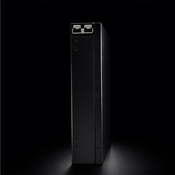 Side profile of Exotronic battery showing integrated 120A Anderson connectors