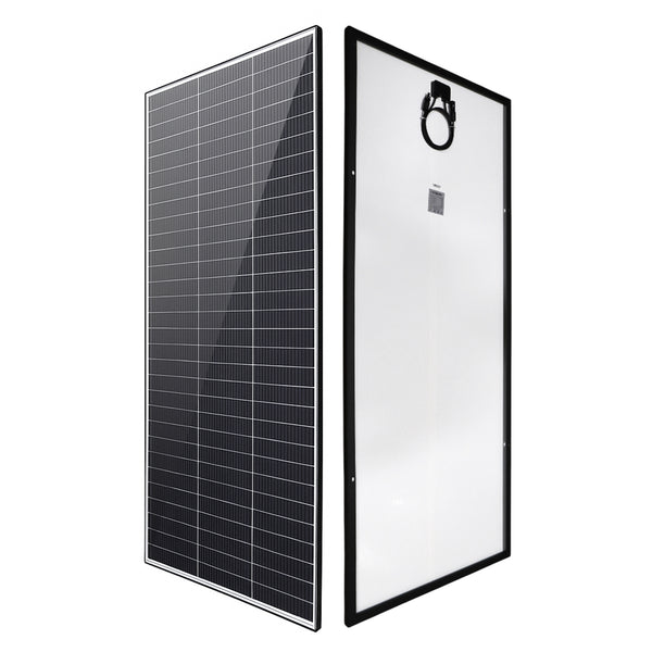Angled perspective of 250W solar panel highlighting slim profile and rigid frame