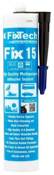 Fixtech Fix15 adhesive sealant 290ml cartridge with application nozzle attached
