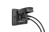 Angle view of Flip Pro dual USB socket with charging cables connected to both ports