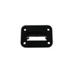 Front view of black flush mount Anderson plug panel with four pre-drilled mounting holes