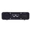 Front view of black flush mount power panel with closed dust covers and central Anderson connector