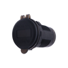 Closed translucent black dust cover on flush mount socket labeled Voltmeter and USB+PD
