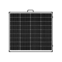 Front view of folded 200W solar panel with carry handle and latches