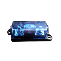 Side profile of fuse holder with installed 125A ceramic fuse and blue transparent protective cover