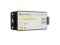 Angled view of Genasun GVB-8 solar controller showing compact black housing and terminals