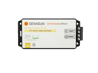 Top view of Genasun GVB-8 lithium MPPT solar charge controller showing LED indicators and terminals