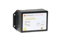 Angled view of Genasun GVB-8-Pb-24V-WP solar charge controller showing label and mounting points