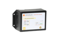Angled view of Genasun GVB-8-Pb-24V-WP solar charge controller showing label and mounting points