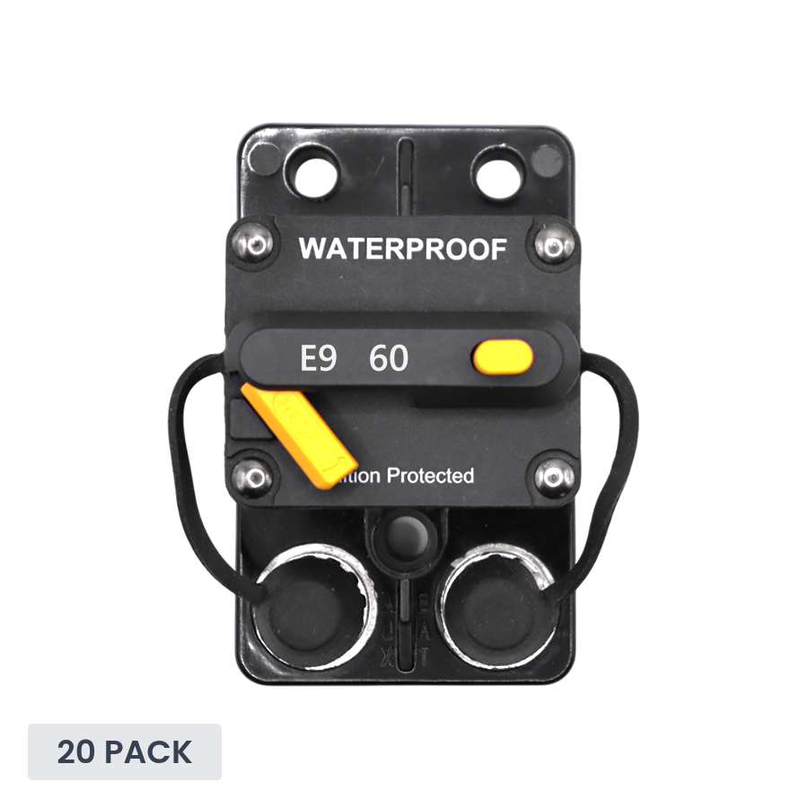 Exotronic 60A Surface Mount Waterproof DC Circuit Breaker - Side by Side - 20 Pack
