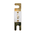 Front view of 60A ANL fuse with gold-plated terminals and ceramic housing