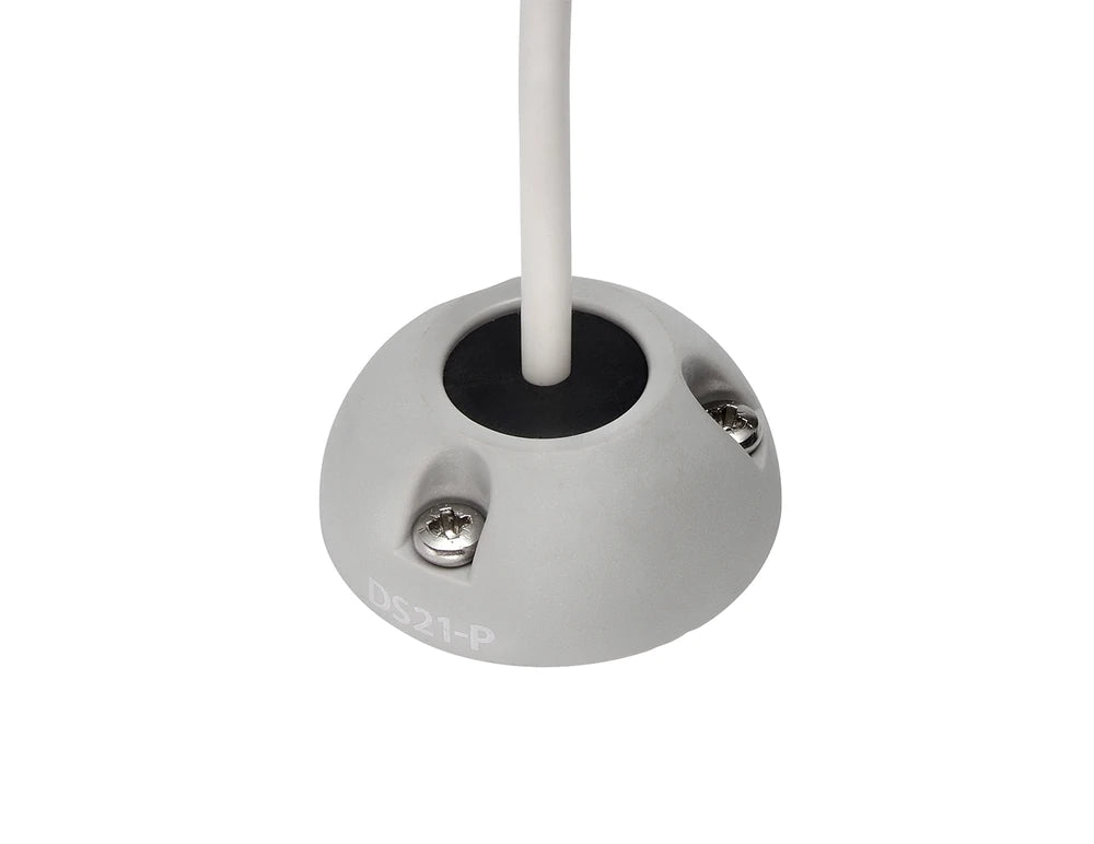 Grey Scanstrut vertical cable seal with a white cable passing through the centre