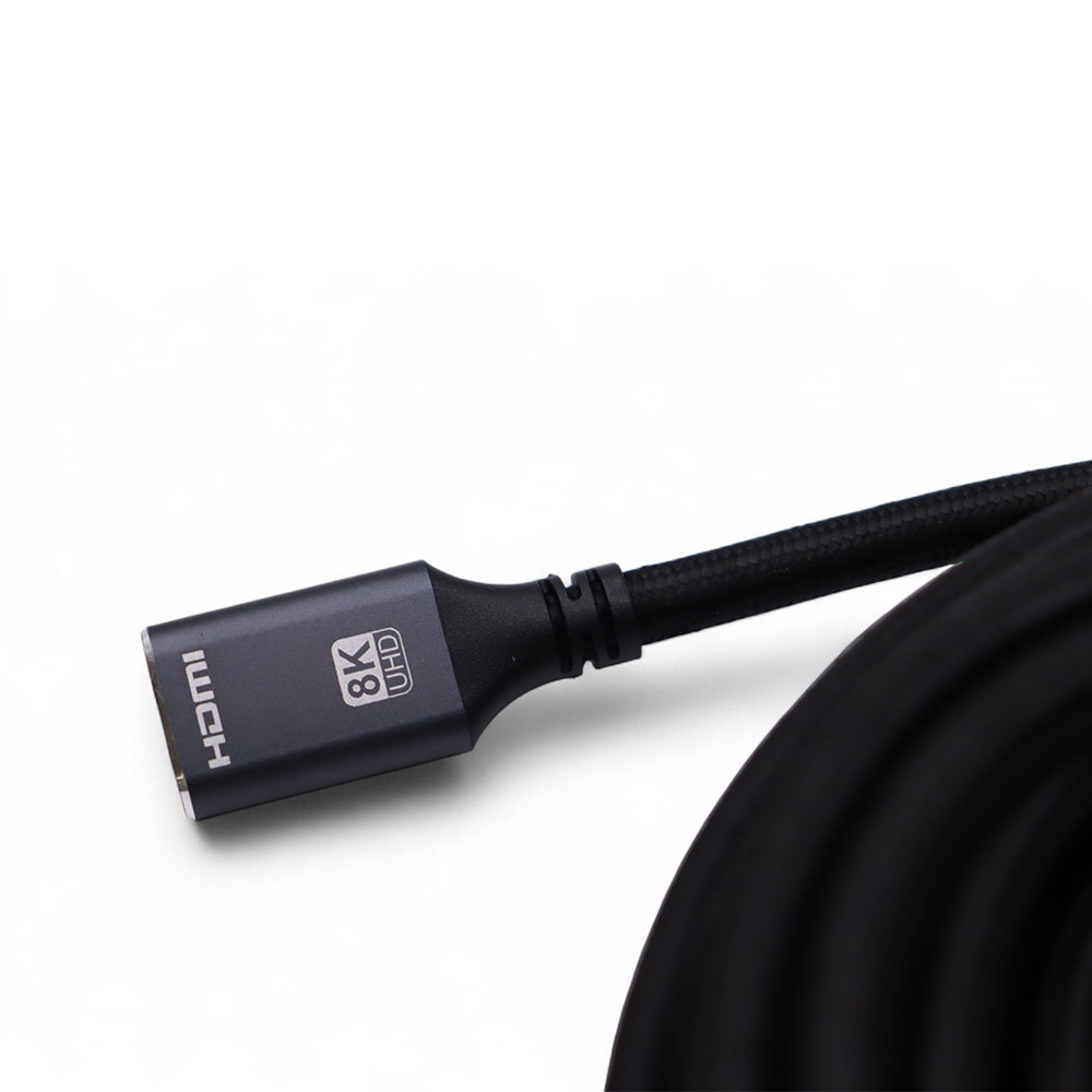 Close-up of male HDMI connector with gold-plated contacts
