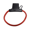 Exotronic inline maxi blade fuse holder with 6AWG red wire loop and black protective cover