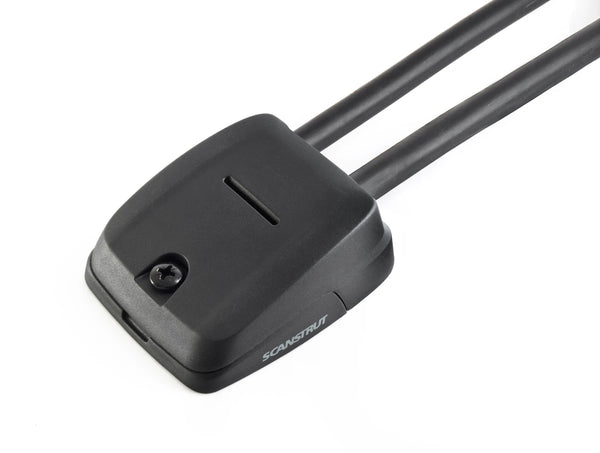 Black horizontal double cable seal installed with two cables passing through