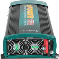 Rear view of inverter showing heavy-duty DC terminals and dual cooling fans