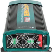 Rear view of inverter showing heavy-duty DC terminals and dual cooling fans