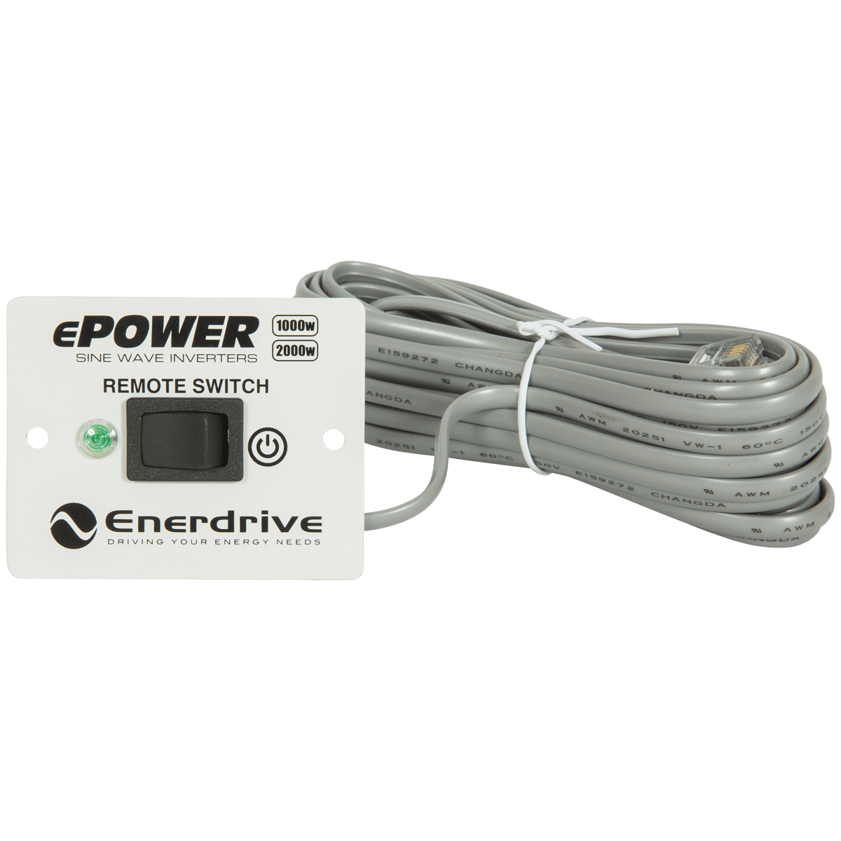 Enerdrive inverter remote control panel with coiled 6m connection cable