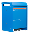 Angled perspective view of the 8000W isolation transformer showing side mounting holes and blue casing