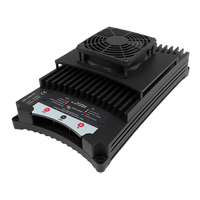 Isometric view of a 100A buck-boost converter showcasing the depth and fan assembly