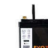 Close-up of lithium battery feature panel and raised carrying handle