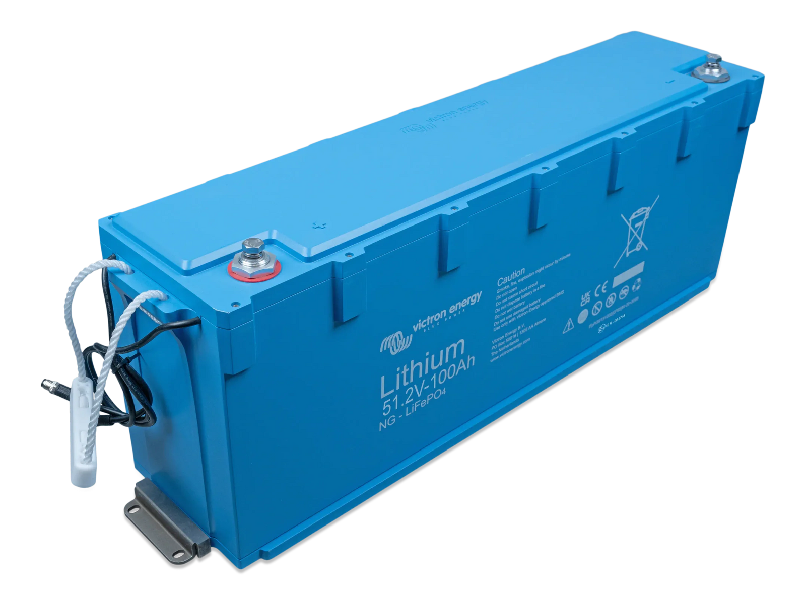 Victron 48V lithium battery with steel mounting bracket attached to the base for secure installation