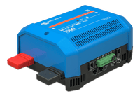 Left side view of Lynx Smart BMS with red and black terminal covers installed
